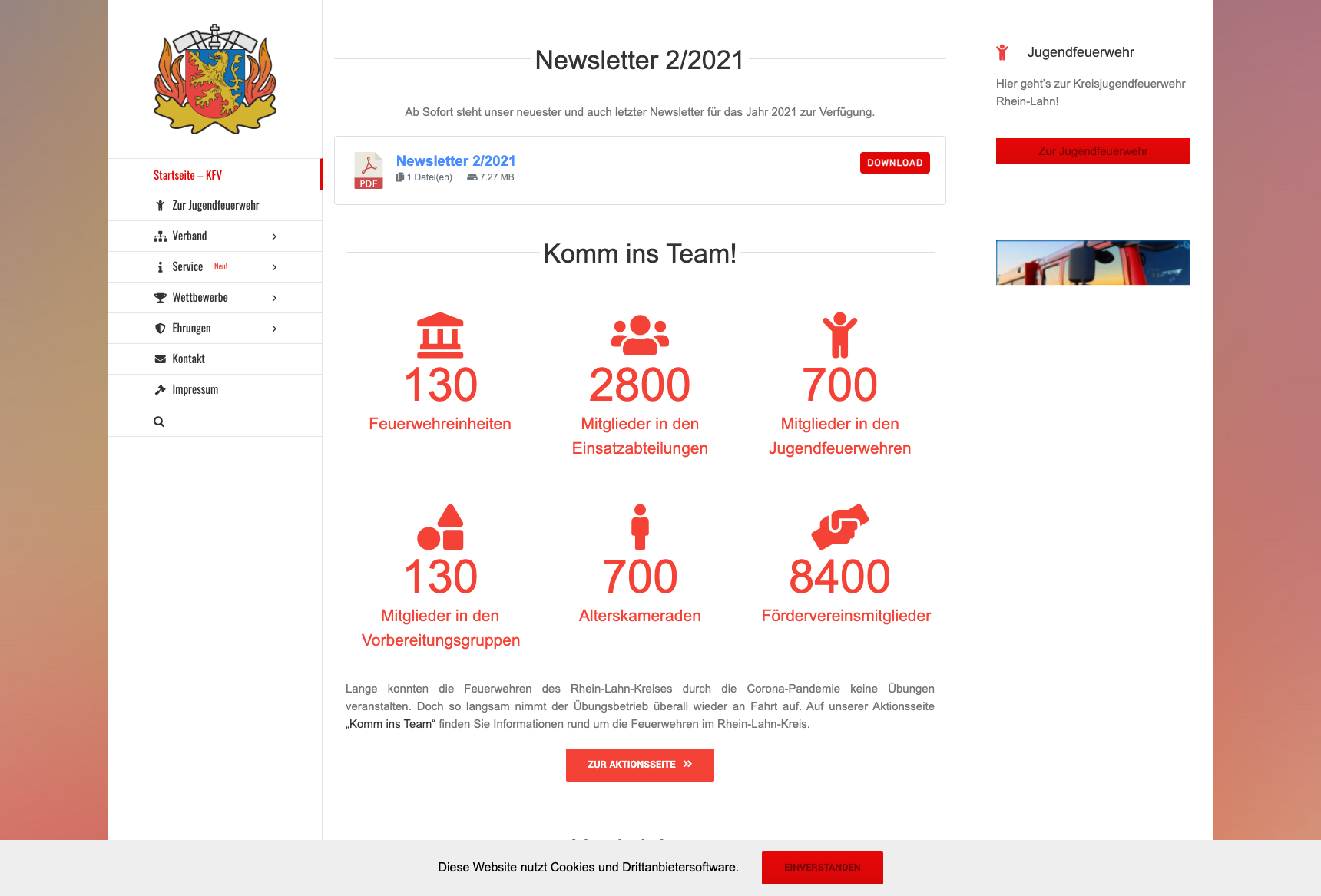 Screenshot of Kreisfeuerwehrverband Rhein-Lahn e.V.